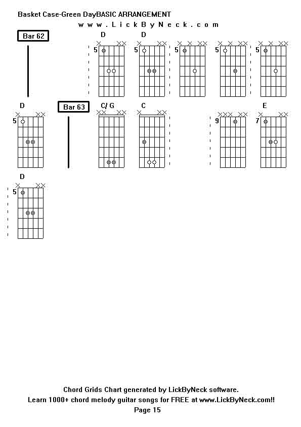 Chord Grids Chart of chord melody fingerstyle guitar song-Basket Case-Green DayBASIC ARRANGEMENT,generated by LickByNeck software.